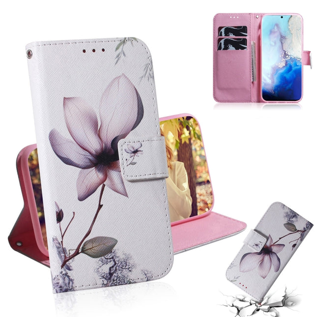 For Galaxy S20 Combined Pattern Magnetic Attraction Horizontal Flip Leather Case, Support Holder & Card Slot & Wallet(Magnolia Flower)-garmade.com