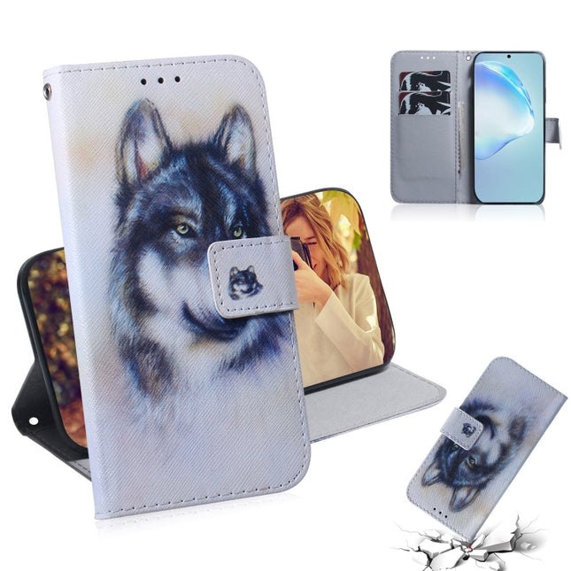 For Galaxy S20 Ultra Combined Pattern Magnetic Attraction Horizontal Flip Leather Case, Support Holder & Card Slot & Wallet(White Wolf)-garmade.com