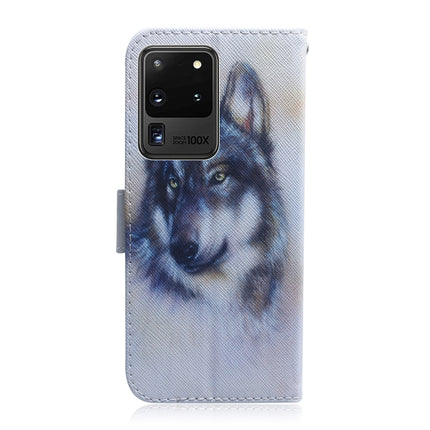 For Galaxy S20 Ultra Combined Pattern Magnetic Attraction Horizontal Flip Leather Case, Support Holder & Card Slot & Wallet(White Wolf)-garmade.com