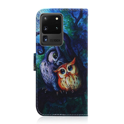 For Galaxy S20 Ultra Combined Pattern Magnetic Attraction Horizontal Flip Leather Case, Support Holder & Card Slot & Wallet(Oil Painting Owl)-garmade.com