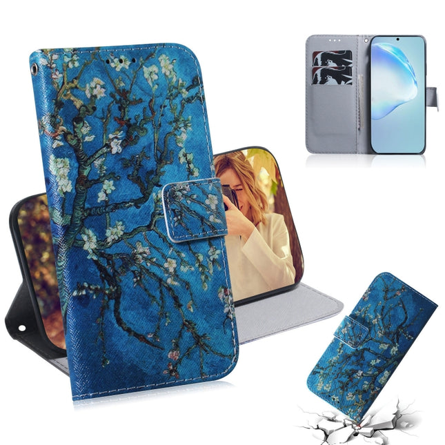 For Galaxy S20 Ultra Combined Pattern Magnetic Attraction Horizontal Flip Leather Case, Support Holder & Card Slot & Wallet(Apricot Blossom)-garmade.com