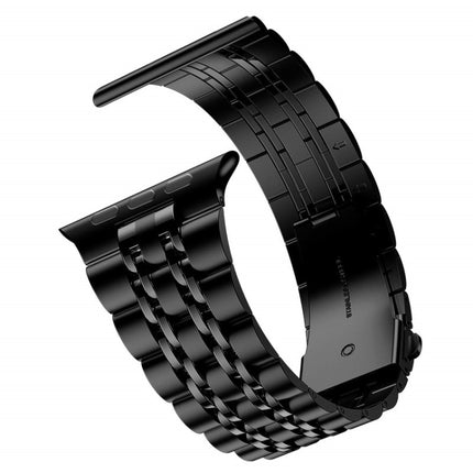 Seven-bead Ultra-thin Stainless Steel Watch Band For Apple Watch Ultra 49mm&Watch Ultra 2 49mm / Series 9&8&7 45mm / SE 3&SE 2&6&SE&5&4 44mm / 3&2&1 42mm(Black)-garmade.com