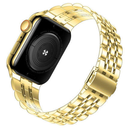 Seven-bead Ultra-thin Stainless Steel Watch Band For Apple Watch Ultra 49mm&Watch Ultra 2 49mm / Series 9&8&7 45mm / SE 3&SE 2&6&SE&5&4 44mm / 3&2&1 42mm(Gold)-garmade.com