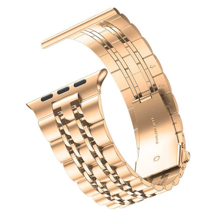 Seven-bead Ultra-thin Stainless Steel Watch Band For Apple Watch Ultra 49mm&Watch Ultra 2 49mm / Series 9&8&7 45mm / SE 3&SE 2&6&SE&5&4 44mm / 3&2&1 42mm(Rose Gold)-garmade.com