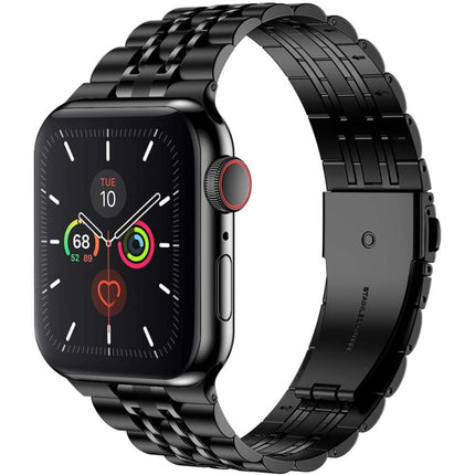 Seven-bead Ultra-thin Stainless Steel Watch Band For Apple Watch Series 9&8&7 41mm / SE 3&SE 2&6&SE&5&4 40mm / 3&2&1 38mm(Black)-garmade.com