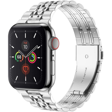 Seven-bead Ultra-thin Stainless Steel Watch Band For Apple Watch Series 9&8&7 41mm / SE 3&SE 2&6&SE&5&4 40mm / 3&2&1 38mm(Sliver)-garmade.com