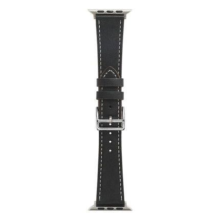Single Lap Microfiber Leather Watch Band For Apple Watch Ultra 49mm&Watch Ultra 2 49mm / Series 9&8&7 45mm / SE 3&SE 2&6&SE&5&4 44mm / 3&2&1 42mm(Black)-garmade.com