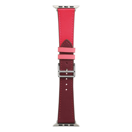 Single Lap Microfiber Leather Watch Band For Apple Watch Ultra 49mm&Watch Ultra 2 49mm / Series 9&8&7 45mm / SE 3&SE 2&6&SE&5&4 44mm / 3&2&1 42mm(Rose Red + Wine Red)-garmade.com