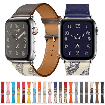 Single Lap Microfiber Leather Watch Band For Apple Watch Ultra 49mm&Watch Ultra 2 49mm / Series 9&8&7 45mm / SE 3&SE 2&6&SE&5&4 44mm / 3&2&1 42mm(Grey Printed)-garmade.com