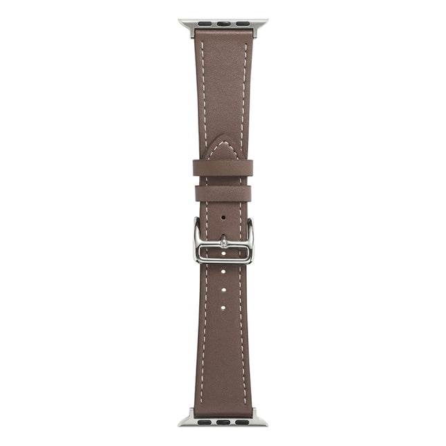 Single Lap Microfiber Leather Watch Band For Apple Watch Series 9&8&7 41mm / SE 3&SE 2&6&SE&5&4 40mm / 3&2&1 38mm(Brown)-garmade.com