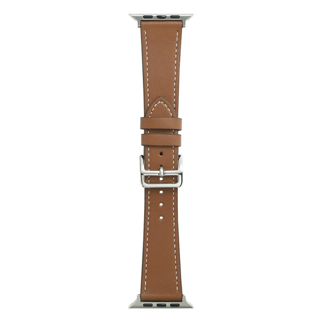 Single Lap Microfiber Leather Watch Band For Apple Watch Series 9&8&7 41mm / SE 3&SE 2&6&SE&5&4 40mm / 3&2&1 38mm(Dark Brown)-garmade.com