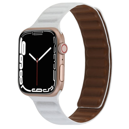 Magnetic Two-color Loop Slim Leather Watch Band For Apple Watch Ultra 49mm&Watch Ultra 2 49mm / Series 9&8&7 45mm / SE 3&SE 2&6&SE&5&4 44mm / 3&2&1 42mm(White)-garmade.com