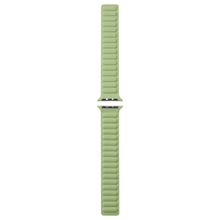 Magnetic Two-color Loop Slim Leather Watch Band For Apple Watch Ultra 49mm&Watch Ultra 2 49mm / Series 9&8&7 45mm / SE 3&SE 2&6&SE&5&4 44mm / 3&2&1 42mm(Grass Green)-garmade.com