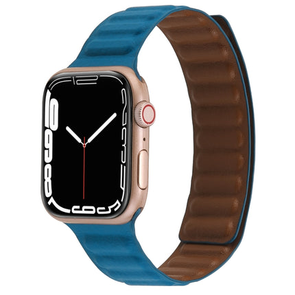 Magnetic Two-color Loop Slim Leather Watch Band For Apple Watch Ultra 49mm&Watch Ultra 2 49mm / Series 9&8&7 45mm / SE 3&SE 2&6&SE&5&4 44mm / 3&2&1 42mm(Cape Blue)-garmade.com