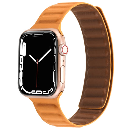 Magnetic Two-color Loop Slim Leather Watch Band For Apple Watch Ultra 49mm&Watch Ultra 2 49mm / Series 9&8&7 45mm / SE 3&SE 2&6&SE&5&4 44mm / 3&2&1 42mm(Cordyceps)-garmade.com