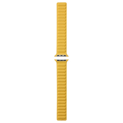 Magnetic Two-color Loop Slim Leather Watch Band For Apple Watch Ultra 49mm&Watch Ultra 2 49mm / Series 9&8&7 45mm / SE 3&SE 2&6&SE&5&4 44mm / 3&2&1 42mm(Yellow)-garmade.com