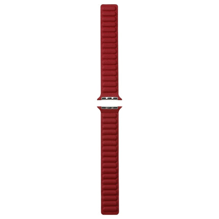 Magnetic Two-color Loop Slim Leather Watch Band For Apple Watch Ultra 49mm&Watch Ultra 2 49mm / Series 9&8&7 45mm / SE 3&SE 2&6&SE&5&4 44mm / 3&2&1 42mm(Wine Red)-garmade.com
