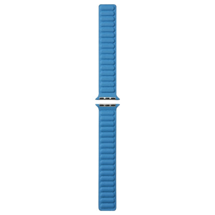 Magnetic Two-color Loop Slim Leather Watch Band For Apple Watch Ultra 49mm&Watch Ultra 2 49mm / Series 9&8&7 45mm / SE 3&SE 2&6&SE&5&4 44mm / 3&2&1 42mm(Chrysanthemum Blue)-garmade.com