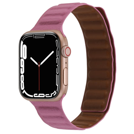 Magnetic Two-color Loop Slim Leather Watch Band For Apple Watch Ultra 49mm&Watch Ultra 2 49mm / Series 9&8&7 45mm / SE 3&SE 2&6&SE&5&4 44mm / 3&2&1 42mm(Rose Pink)-garmade.com