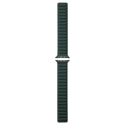 Magnetic Two-color Loop Slim Leather Watch Band For Apple Watch Ultra 49mm&Watch Ultra 2 49mm / Series 9&8&7 45mm / SE 3&SE 2&6&SE&5&4 44mm / 3&2&1 42mm(Fir Green)-garmade.com
