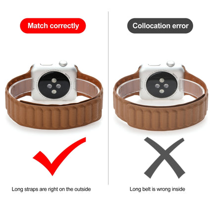 Magnetic Two-color Loop Slim Leather Watch Band For Apple Watch Ultra 49mm&Watch Ultra 2 49mm / Series 9&8&7 45mm / SE 3&SE 2&6&SE&5&4 44mm / 3&2&1 42mm(Rose Pink)-garmade.com