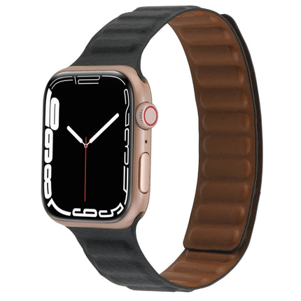 Magnetic Two-color Loop Slim Leather Watch Band For Apple Watch Series 9&8&7 41mm / SE 3&SE 2&6&SE&5&4 40mm / 3&2&1 38mm(Black)-garmade.com