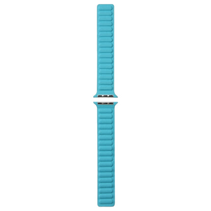 Magnetic Two-color Loop Slim Leather Watch Band For Apple Watch Series 9&8&7 41mm / SE 3&SE 2&6&SE&5&4 40mm / 3&2&1 38mm(Lake Blue)-garmade.com