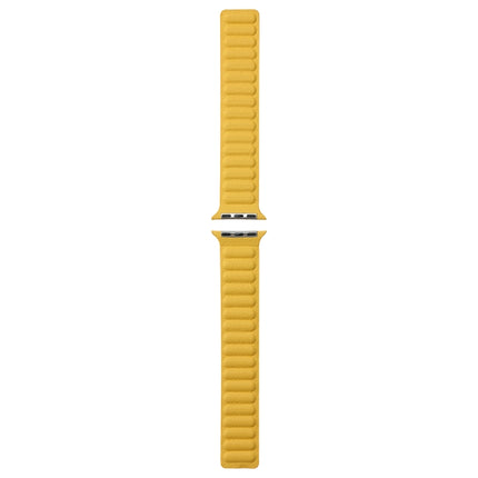 Magnetic Two-color Loop Slim Leather Watch Band For Apple Watch Series 9&8&7 41mm / SE 3&SE 2&6&SE&5&4 40mm / 3&2&1 38mm(Yellow)-garmade.com