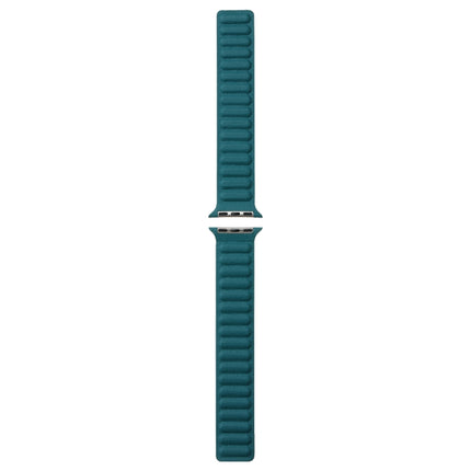 Magnetic Two-color Loop Slim Leather Watch Band For Apple Watch Series 9&8&7 41mm / SE 3&SE 2&6&SE&5&4 40mm / 3&2&1 38mm(Malachite Green)-garmade.com