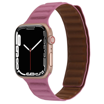 Magnetic Two-color Loop Slim Leather Watch Band For Apple Watch Series 9&8&7 41mm / SE 3&SE 2&6&SE&5&4 40mm / 3&2&1 38mm(Rose Pink)-garmade.com