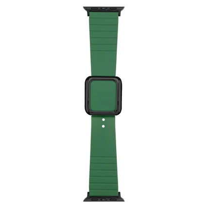 Black Square Buckle Silicone Watch Band For Apple Watch Ultra 49mm&Watch Ultra 2 49mm / Series 9&8&7 45mm / SE 3&SE 2&6&SE&5&4 44mm / 3&2&1 42mm(Alfalfa Grass)-garmade.com