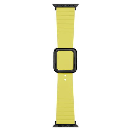 Black Square Buckle Silicone Watch Band For Apple Watch Ultra 49mm&Watch Ultra 2 49mm / Series 9&8&7 45mm / SE 3&SE 2&6&SE&5&4 44mm / 3&2&1 42mm(Light Lime Yellow)-garmade.com