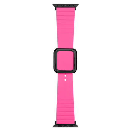 Black Square Buckle Silicone Watch Band For Apple Watch Ultra 49mm&Watch Ultra 2 49mm / Series 9&8&7 45mm / SE 3&SE 2&6&SE&5&4 44mm / 3&2&1 42mm(Pitaya)-garmade.com