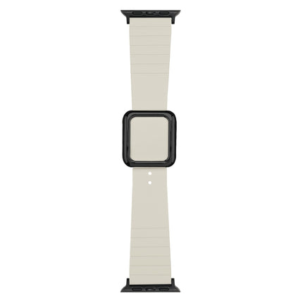 Black Square Buckle Silicone Watch Band For Apple Watch Ultra 49mm&Watch Ultra 2 49mm / Series 9&8&7 45mm / SE 3&SE 2&6&SE&5&4 44mm / 3&2&1 42mm(Beige)-garmade.com