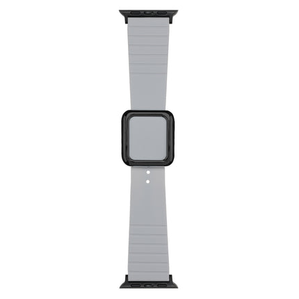 Black Square Buckle Silicone Watch Band For Apple Watch Ultra 49mm&Watch Ultra 2 49mm / Series 9&8&7 45mm / SE 3&SE 2&6&SE&5&4 44mm / 3&2&1 42mm(Cloud Grey)-garmade.com