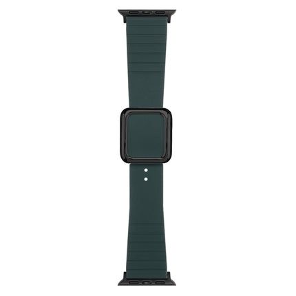 Black Square Buckle Silicone Watch Band For Apple Watch Ultra 49mm&Watch Ultra 2 49mm / Series 9&8&7 45mm / SE 3&SE 2&6&SE&5&4 44mm / 3&2&1 42mm(Olive Green)-garmade.com