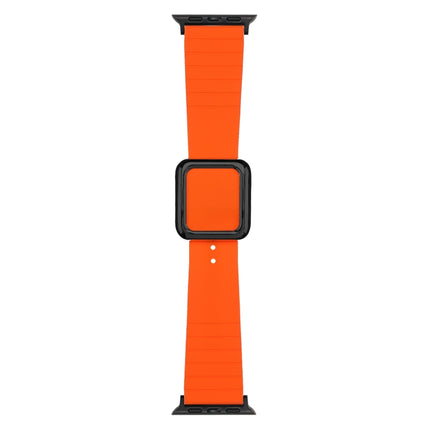 Black Square Buckle Silicone Watch Band For Apple Watch Ultra 49mm&Watch Ultra 2 49mm / Series 9&8&7 45mm / SE 3&SE 2&6&SE&5&4 44mm / 3&2&1 42mm(Orange)-garmade.com