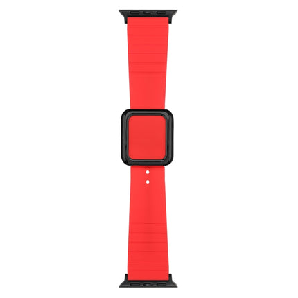 Black Square Buckle Silicone Watch Band For Apple Watch Ultra 49mm&Watch Ultra 2 49mm / Series 9&8&7 45mm / SE 3&SE 2&6&SE&5&4 44mm / 3&2&1 42mm(Red)-garmade.com