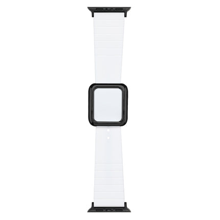 Black Square Buckle Silicone Watch Band For Apple Watch Ultra 49mm&Watch Ultra 2 49mm / Series 9&8&7 45mm / SE 3&SE 2&6&SE&5&4 44mm / 3&2&1 42mm(White)-garmade.com
