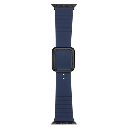 Black Square Buckle Silicone Watch Band For Apple Watch Ultra 49mm&Watch Ultra 2 49mm / Series 9&8&7 45mm / SE 3&SE 2&6&SE&5&4 44mm / 3&2&1 42mm(Midnight Blue)-garmade.com