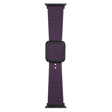Black Square Buckle Silicone Watch Band For Apple Watch Series 9&8&7 41mm / SE 3&SE 2&6&SE&5&4 40mm / 3&2&1 38mm(Crimson Cherry)-garmade.com