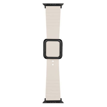 Black Square Buckle Silicone Watch Band For Apple Watch Series 9&8&7 41mm / SE 3&SE 2&6&SE&5&4 40mm / 3&2&1 38mm(Starlight)-garmade.com