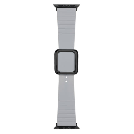 Black Square Buckle Silicone Watch Band For Apple Watch Series 9&8&7 41mm / SE 3&SE 2&6&SE&5&4 40mm / 3&2&1 38mm(Cloud Grey)-garmade.com