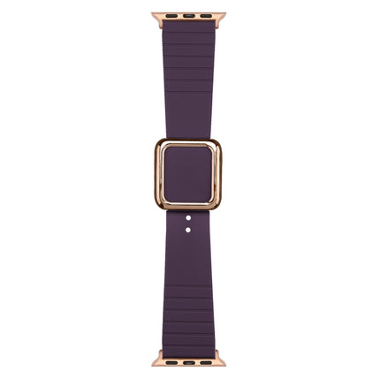 Rose Gold Square Buckle Silicone Watch Band For Apple Watch Ultra 49mm&Watch Ultra 2 49mm / Series 9&8&7 45mm / SE 3&SE 2&6&SE&5&4 44mm / 3&2&1 42mm(Crimson Cherry)-garmade.com