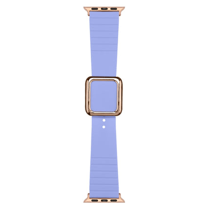 Rose Gold Square Buckle Silicone Watch Band For Apple Watch Ultra 49mm&Watch Ultra 2 49mm / Series 9&8&7 45mm / SE 3&SE 2&6&SE&5&4 44mm / 3&2&1 42mm(Lavender)-garmade.com