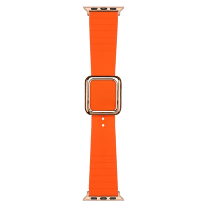 Rose Gold Square Buckle Silicone Watch Band For Apple Watch Ultra 49mm&Watch Ultra 2 49mm / Series 9&8&7 45mm / SE 3&SE 2&6&SE&5&4 44mm / 3&2&1 42mm(Orange)-garmade.com
