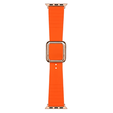 Rose Gold Square Buckle Silicone Watch Band For Apple Watch Series 9&8&7 41mm / SE 3&SE 2&6&SE&5&4 40mm / 3&2&1 38mm(Orange)-garmade.com