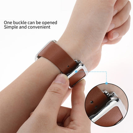 Black Square Buckle Microfiber Leather Watch Band For Apple Watch Series 9&8&7 41mm / SE 3&SE 2&6&SE&5&4 40mm / 3&2&1 38mm(Black)-garmade.com