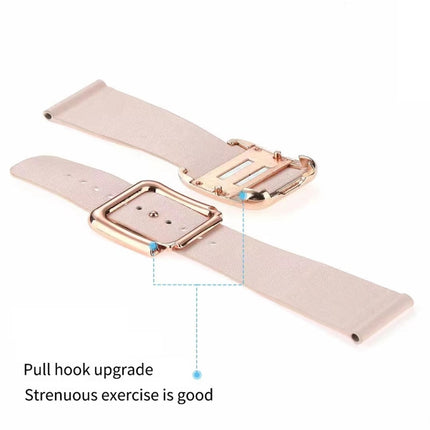 Rose Gold Square Buckle Microfiber Leather Watch Band For Apple Watch Series 9&8&7 41mm / SE 3&SE 2&6&SE&5&4 40mm / 3&2&1 38mm(Red)-garmade.com