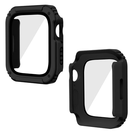 2 in 1 Screen Tempered Glass Film Protective Case For Apple Watch Series 9 / 8 / 7 45mm(Black)-garmade.com